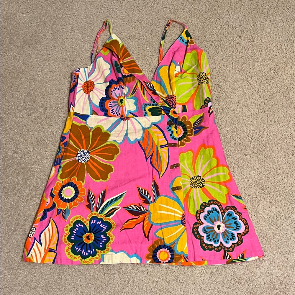 FARM Rio Pink Dress with Multicolor Floral Design